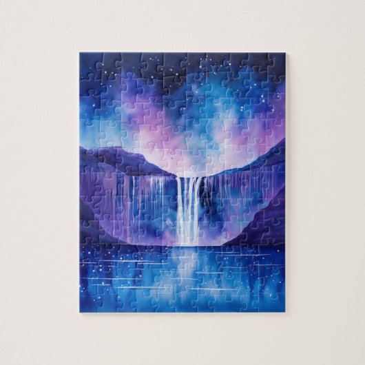 Kosmieke Waterval Paars Blauw Legpuzzel (Verticaal)