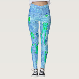 Kosmisch Abstract Lila Grijs Retro Krullen Leggings