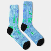Kosmisch Abstract Lila Grijs Retro Rimpels Sokken (Rechts)