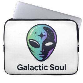 Kosmisch Alien Logo met Ruimte Esthetiek Laptop Sleeve