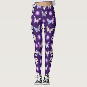 Kosmisch Alien Vlinderpatroon Leggings