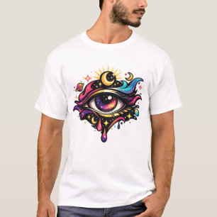 Kosmisch Alziend Oog Mystieke Sterrenstelsel Kunst T-shirt