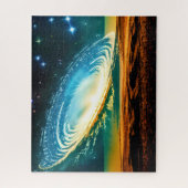 Kosmisch artistiek sterrenstelsel boven woestijnpl legpuzzel (Verticaal)