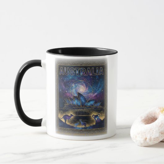 Kosmisch Australië Sydney Hemelse Kunst Mok (Met donut)