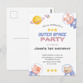 Kosmisch Avontuur: Outer Space Feest Briefkaart (Voorkant / Achterkant)