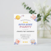 Kosmisch Avontuur: Outer Space Feestje Briefkaart (Staand voorkant)