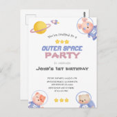 Kosmisch Avontuur: Outer Space Feestje Briefkaart (Voorkant / Achterkant)