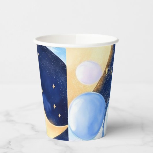 Kosmisch Baby shower Moon en Sterren geïnspireerd Papieren Bekers (Links)
