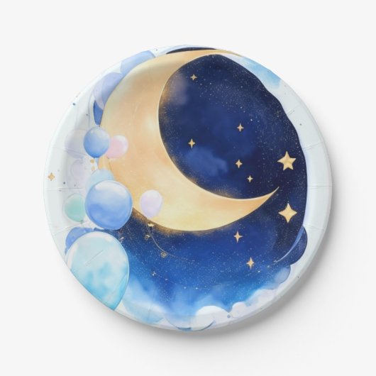 Kosmisch Baby shower Moon en Sterren geïnspireerd Papieren Bordje (Voorkant)