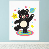 Kosmisch Beer met sterren en planeten - Schattigee Canvas Afdruk (Insitu (Houten vloer))