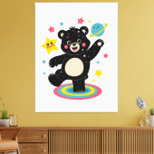 Kosmisch Beer met sterren en planeten - Schattigee Canvas Afdruk (Insitu (Woonkamer))