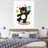 Kosmisch Beer met sterren en planeten - Schattigee Canvas Afdruk (Insitu (Slaapkamer))