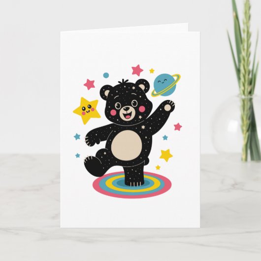 Kosmisch Beer met sterren en planeten - Schattigee Kaart (Voorkant)