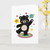 Kosmisch Beer met sterren en planeten - Schattigee Kaart (Gele Bloem)