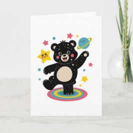 Kosmisch Beer met sterren en planeten - Schattigee Kaart