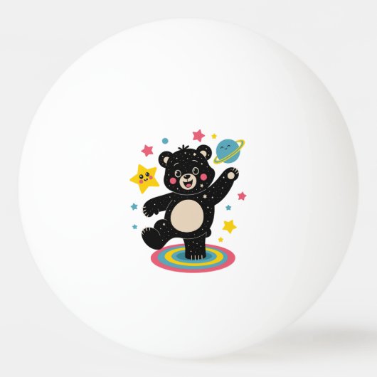 Kosmisch Beer met sterren en planeten - Schattigee Pingpongbal (Voorkant)