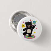 Kosmisch Beer met sterren en planeten - Schattigee Ronde Button 3,2 Cm (Voorkant /achterkant)