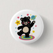 Kosmisch Beer met sterren en planeten - Schattigee Ronde Button 3,2 Cm (Voorkant)