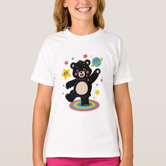 Kosmisch Beer met sterren en planeten - Schattigee T-shirt (Voorkant)