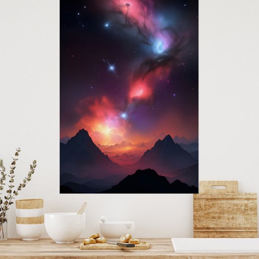 Kosmisch berglandschap poster (Keuken)