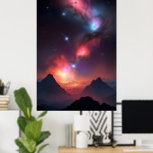 Kosmisch berglandschap poster (Thuiskantoor)