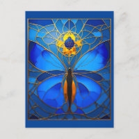 Kosmisch blauw Glazen in lood vlinder