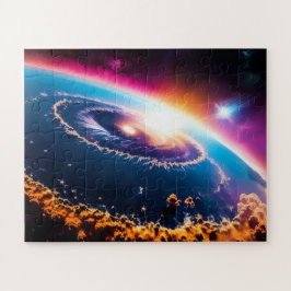 Kosmisch Blauw Paarse Galactische Nebula Storm Wol Legpuzzel