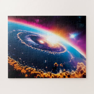 Kosmisch Blauw Paarse Galactische Nebula Storm Wol Legpuzzel