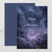 Kosmisch Blauw Sterrenstof Hemels Huwelijk Kaart (Voorkant / Achterkant)