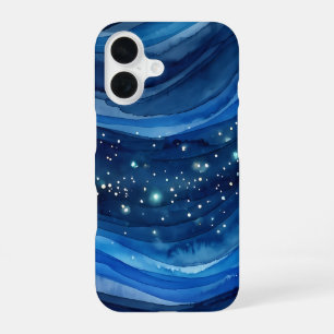 Kosmisch Blauw Waterverf Oceaan iPhone 16 Hoesje