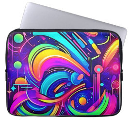 Kosmisch Canvas: Een Universum van Kleur Laptop Sleeve