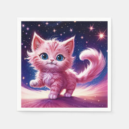 Kosmisch dier roze kat katachtig moderne stijl servet