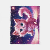 Kosmisch dier roze kat katachtige moderne stijl fleece deken (Voorkant)