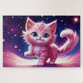Kosmisch dier roze kat katachtige moderne stijl legpuzzel