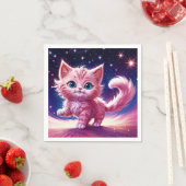 Kosmisch dier roze kat katachtige moderne stijl servet (Insitu)