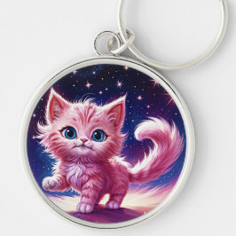 Kosmisch dier roze kat katachtige moderne stijl sleutelhanger