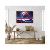 Kosmisch Dreamscape met Vurige Planeet Foto Afdruk
