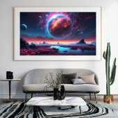 Kosmisch Dreamscape met Vurige Planeet Foto Afdruk