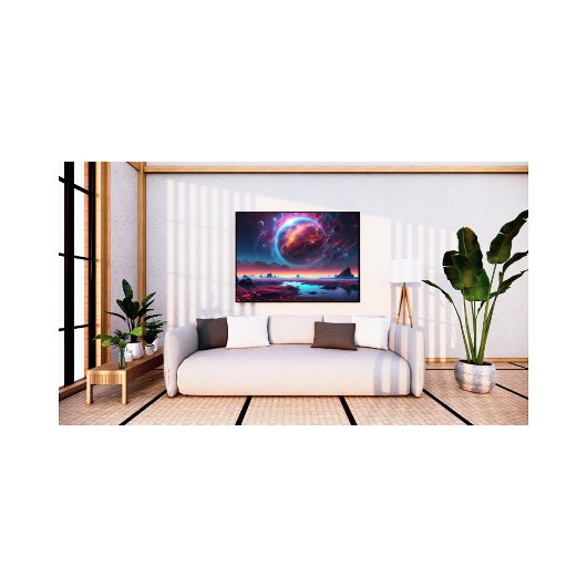 Kosmisch Dreamscape met Vurige Planeet Foto Afdruk