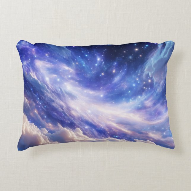 Kosmisch Dreamscape: wervelende nevel en Sterrenna Accent Kussen (Voorkant)