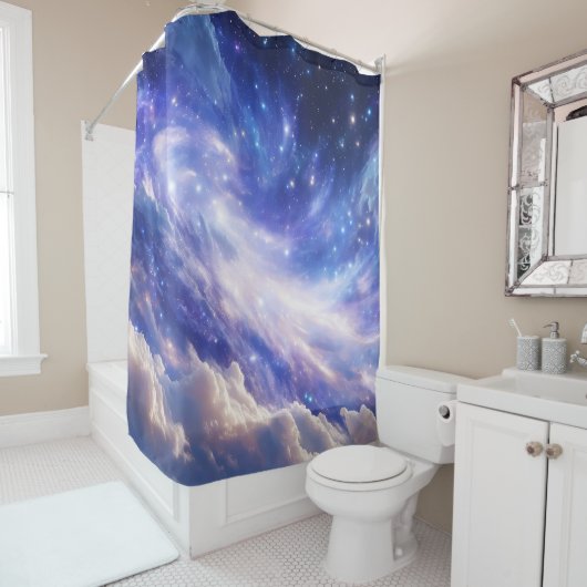 Kosmisch Dreamscape: wervelende nevel en Sterrenna Douchegordijn (In situ)