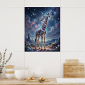 Kosmisch Giraffe Sterrenhemel Poster (Keuken)