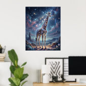 Kosmisch Giraffe Sterrenhemel Poster (Thuiskantoor)