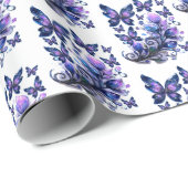 Kosmisch Glitter Vlinders Patroon Cadeaupapier (Rol Hoek)