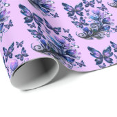 Kosmisch Glitter Vlinders Patroon Roze Cadeaupapier (Rol Hoek)