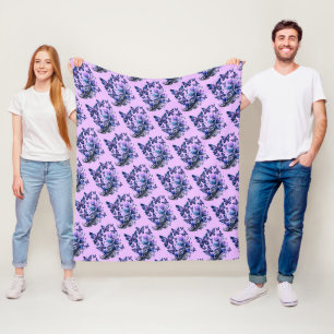Kosmisch Glitter Vlinders Patroon Roze Fleece Deken