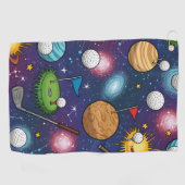 Kosmisch golfavontuur in de ruimte golfhanddoek (Horizontaal)