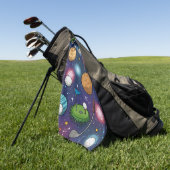 Kosmisch golfavontuur in de ruimte golfhanddoek (Groen)