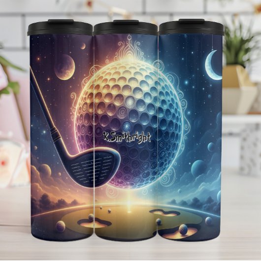 Kosmisch golfspel thermosbeker