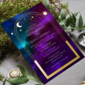 Kosmisch Goud Zon Maan Astronomie Ruimte Folie Uitnodiging